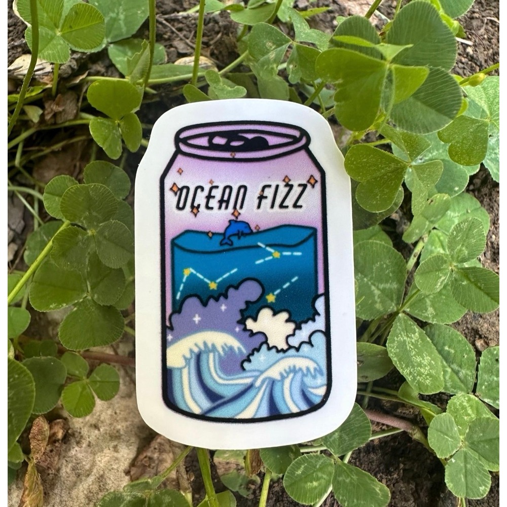 Ocean Fizz‎ Soda Sticker | Beach, Water Resistant Sticker, Glossy Vinyl Sticker,